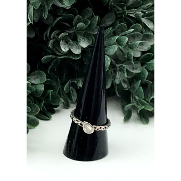 Vintage Silpada Sterling Silver 925 Teardrop Cubic Zerconia Ring With Intricate - Picture 2 of 7